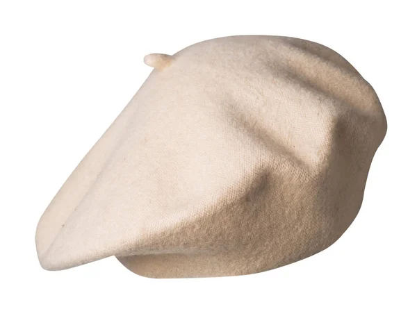 Boina isolada sobre fundo branco. chapéu boina fêmea — Fotografia de Stock