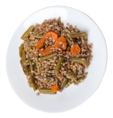 sarımsak ve havuç wh izole ile yeşil fasulye ile karabuğday