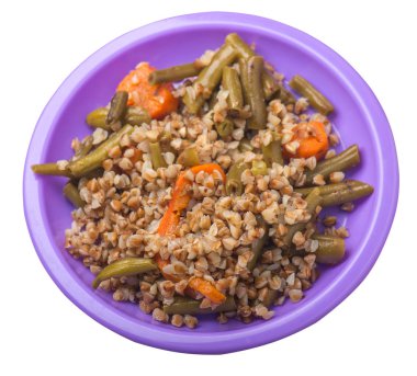 sarımsak ve havuç wh izole ile yeşil fasulye ile karabuğday