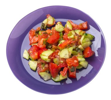 salatalık, domates ve yeşil soğan ile vejetaryen salata .vega