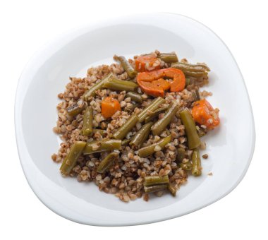 sarımsak ve havuç wh izole ile yeşil fasulye ile karabuğday