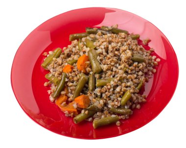 sarımsak ve havuç wh izole ile yeşil fasulye ile karabuğday