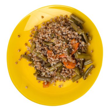 sarımsak ve havuç wh izole ile yeşil fasulye ile karabuğday