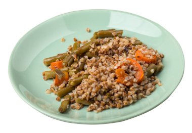 sarımsak ve havuç wh izole ile yeşil fasulye ile karabuğday