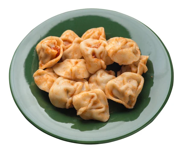 Dumplings op een plaat geïsoleerd op witte achtergrond. Dumplings in — Stockfoto