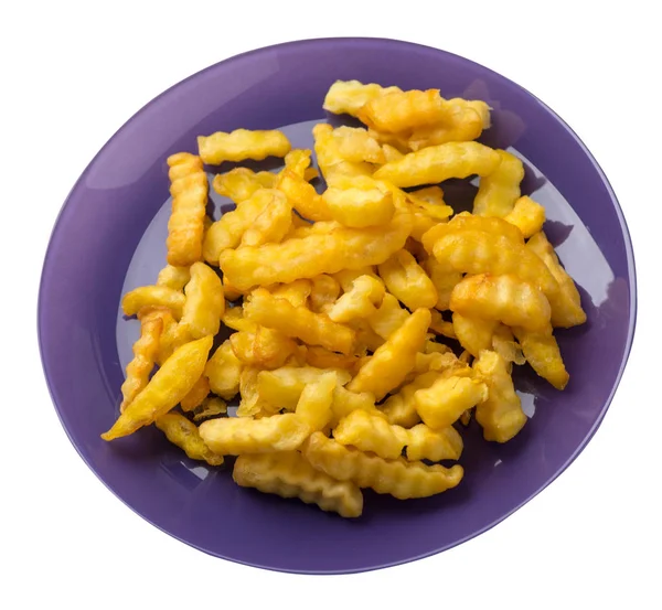 Papas fritas en un plato aislado sobre fondo blanco.Fri francés — Foto de Stock