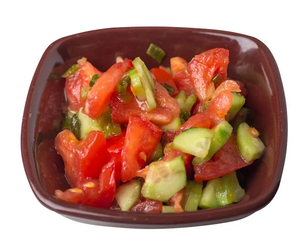 Vegetarische Salade met komkommers, tomaten en groene uien. Vega — Stockfoto