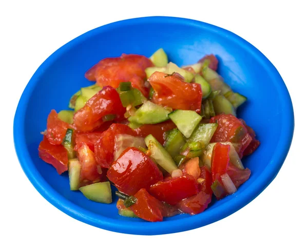 Vegetarian salad with cucumbers, tomatoes and green onions .vega Stock Image