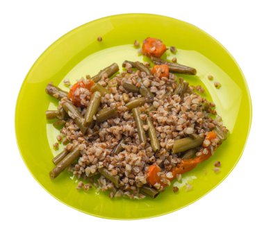 sarımsak ve havuç wh izole ile yeşil fasulye ile karabuğday