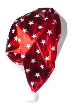 Noel Baba şapka beyaz arka planda izole. Noel Baba şapka 