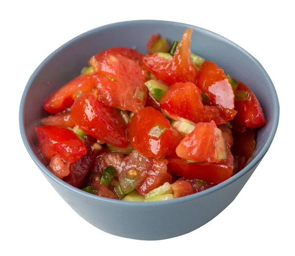 Vegetarische Salade met komkommers, tomaten en groene uien. Vega — Stockfoto