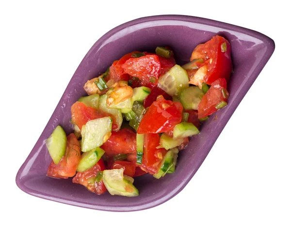 素食沙拉配黄瓜、西红柿和青葱。 — 图库照片