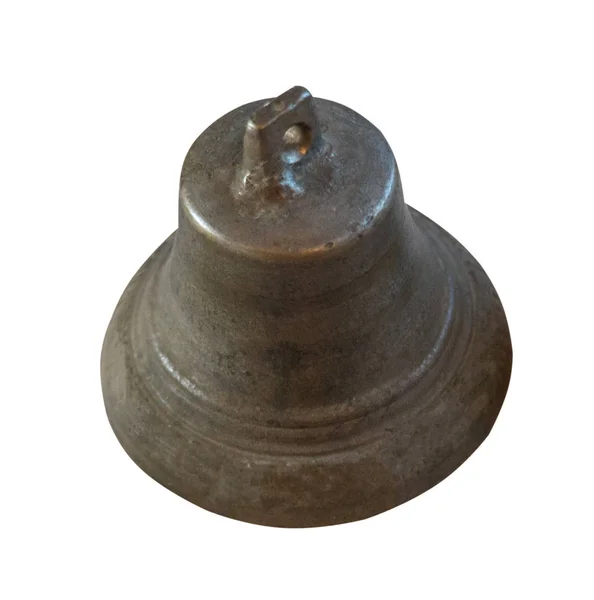 Starověký zvonek izolované na bílém pozadí close-up. — Stock fotografie