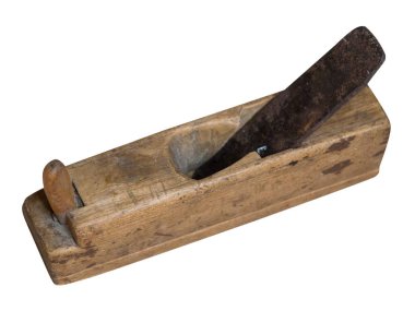 Beyaz arka planda izole edilmiş klasik ahşap planör. Tahta Joi.