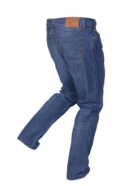 Modré Džíny Izolované Bílém Pozadí Krásné Ležérní Džíny — Stock fotografie