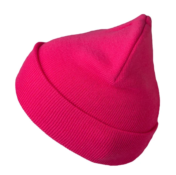 Sombrero Punto Rosa Aislado Accesorio Sombrero Background Fashion Blanco Para — Foto de Stock