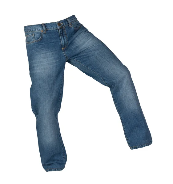 白い背景に隔離された青いジーンズ美しいカジュアルジーンズ — ストック写真