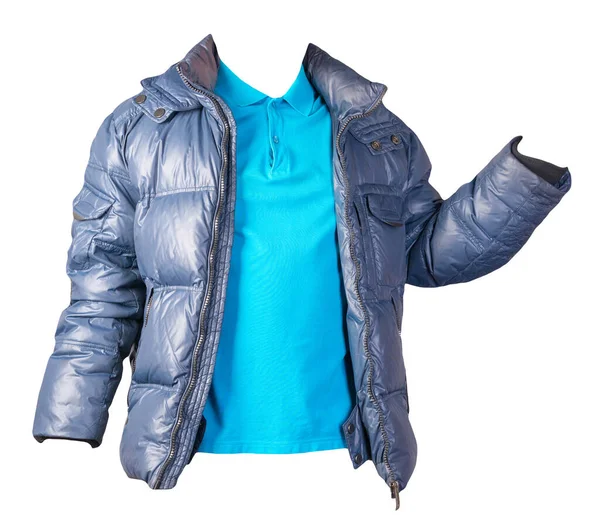 Чоловіча Синя Футболка Синя Куртка Ізольовані Білому Тлі Випадковий Одяг — стокове фото