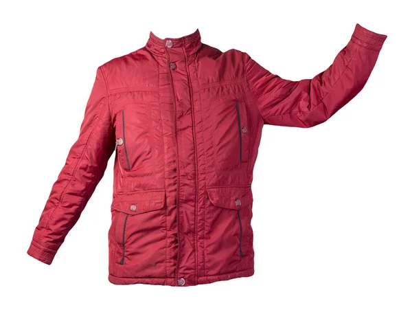 Мужская Красная Куртка Изолирована Белом Фоне Пиджак Случайный Стиль — стоковое фото
