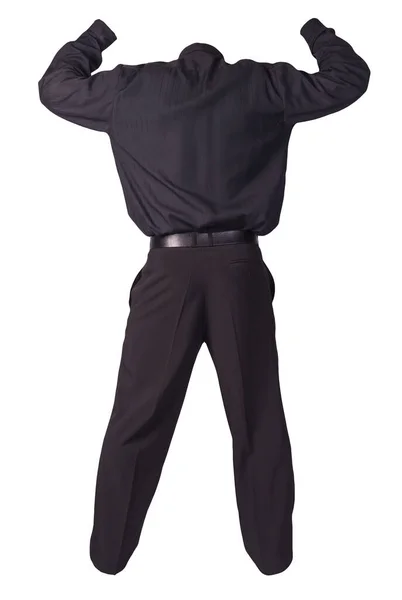 Чоловіча Чорна Сорочка Чорні Штани Ізольовані Білому Тлі Модний Одяг — стокове фото