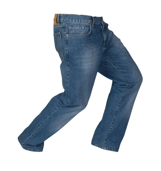Blauwe Jeans Geïsoleerd Witte Achtergrond Mooie Casual Jeans — Stockfoto