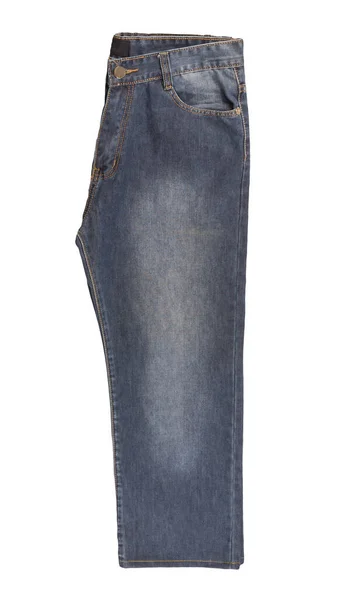 Jeans Blu Grigi Isolati Sfondo Bianco Bellissimi Jeans Casual Top — Foto Stock
