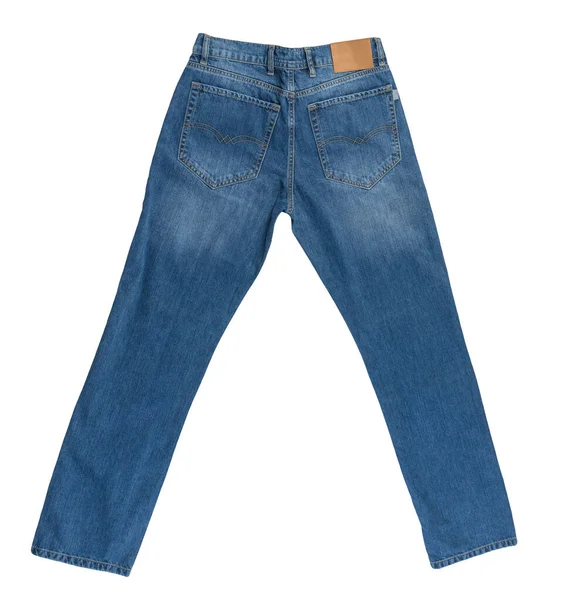 Jeans Blu Isolati Sfondo Bianco Bellissimi Jeans Casual Vista Dall — Foto Stock