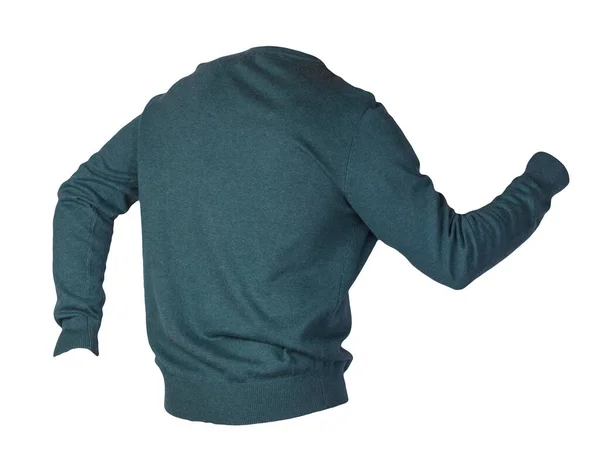 Gestrickter Dunkelgrüner Pullover Isoliert Auf Weißem Hintergrund Pullover Unter Dem — Stockfoto