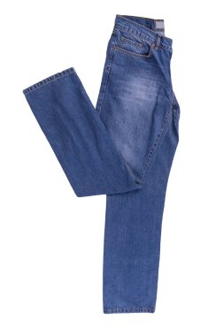 Beyaz arka planda izole edilmiş mavi kot pantolon. .