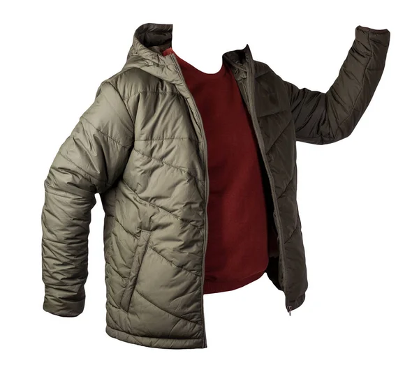 白地に隔離された白きジャケットと赤いセーター ボローニャジャケットとウールセーター — ストック写真