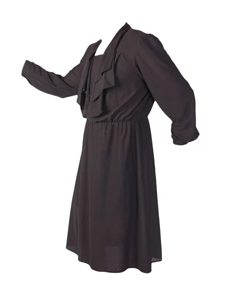 Robe Été Féminine Noire Avec Boutons Isolés Sur Fond Blanc — Photo