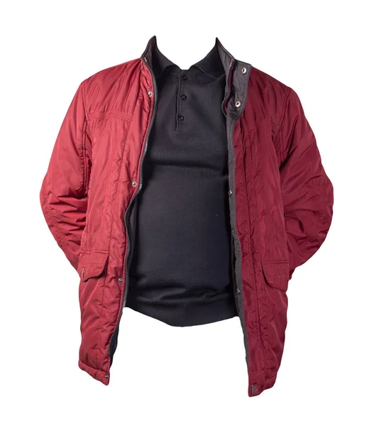 白い背景に赤いジャケットと黒いセーター ボローニャのジャケットとウールのセーター — ストック写真