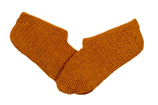 Chaussettes Laine Orange Foncé Isolées Sur Fond Blanc Hiver Accessories — Photo