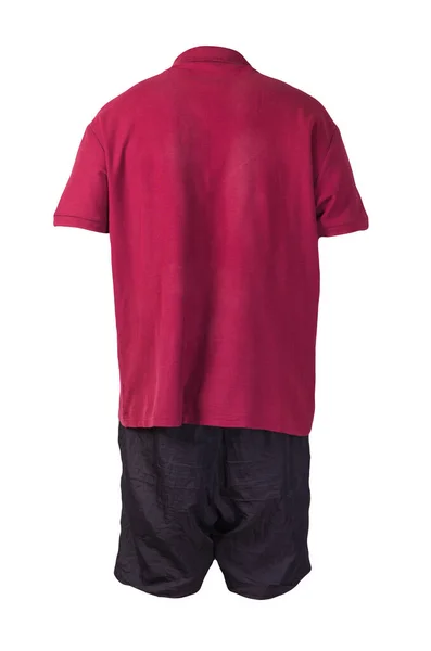 Pantalones Cortos Negros Deportivos Los Hombres Una Camiseta Color Rojo — Foto de Stock
