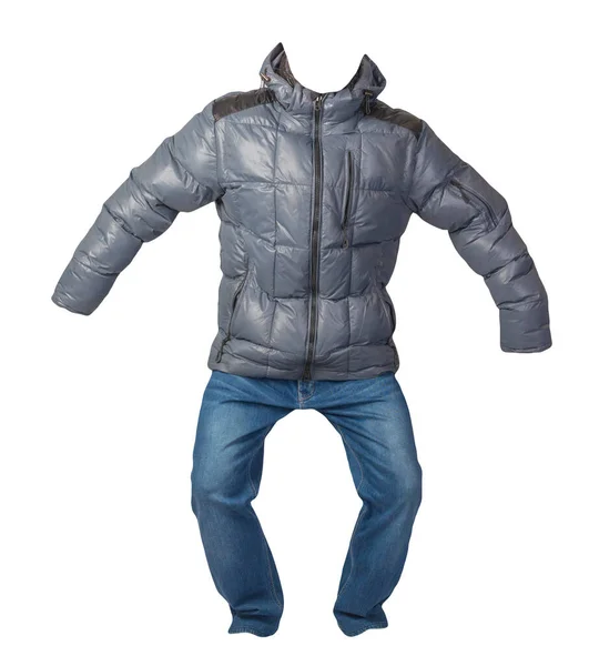 Chaqueta Hombre Azul Vaqueros Azules Aislados Ropa Background Casual Blanco — Foto de Stock