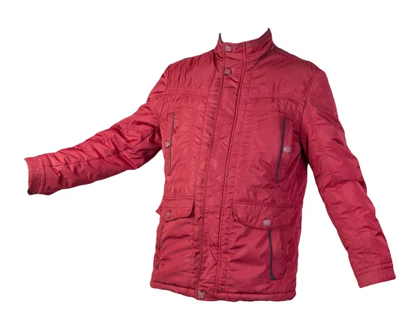 Men Red Jacket Isolated White Background Windbreaker Jacket Casual Style — 스톡 사진