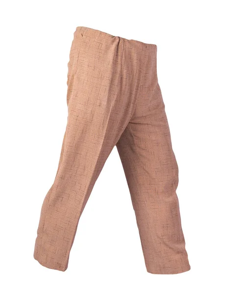 Kadınlar Beyaz Arka Planda Izole Edilmiş Açık Kahverengi Pantolonlar Giyerler — Stok fotoğraf