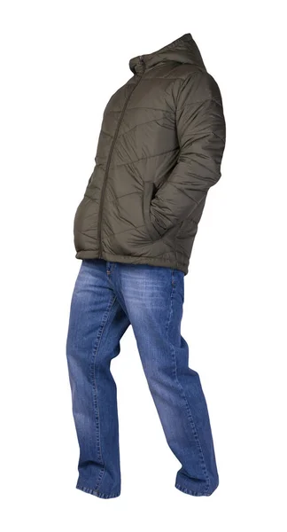 Giacca Uomo Hakki Con Cerniera Jeans Blu Isolati Sfondo Bianco — Foto Stock
