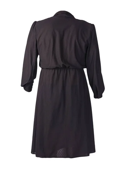 白い背景にボタンが孤立した女性の夏の黒いドレス 美しい多色のドレス — ストック写真
