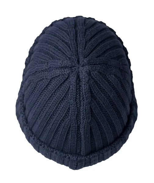 Docker Knitted Dark Blue Hat Isolated White Background Fashionable Rapper — Stock Photo, Image