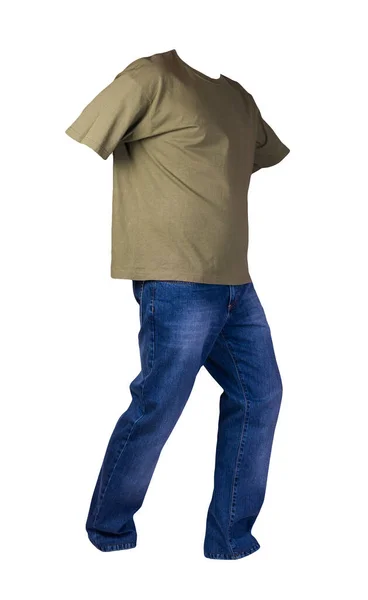 Camiseta Hakki Los Hombres Pantalones Vaqueros Azules Aislados Ropa Background — Foto de Stock