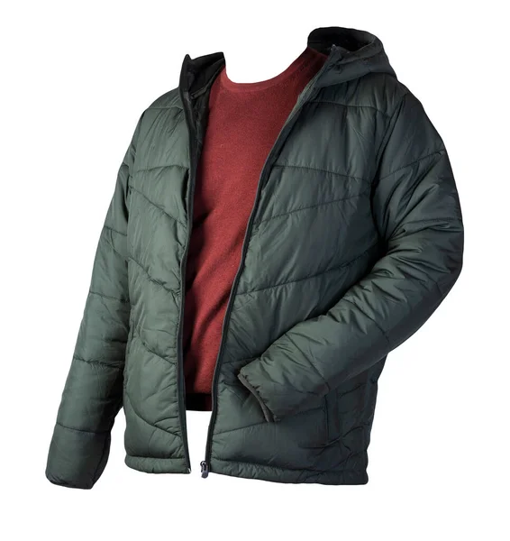 Chaqueta Color Verde Oscuro Suéter Color Rojo Oscuro Aislado Chaqueta — Foto de Stock