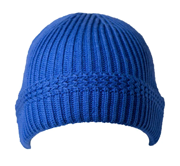 Cappello Blu Docker Lavorato Maglia Isolato Sfondo Bianco Cappello Rapper — Foto Stock