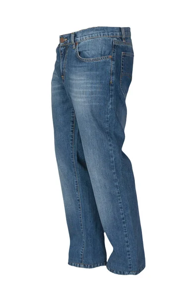 Blå Jeans Isolerade Vit Bakgrund Vackra Casual Jeans — Stockfoto