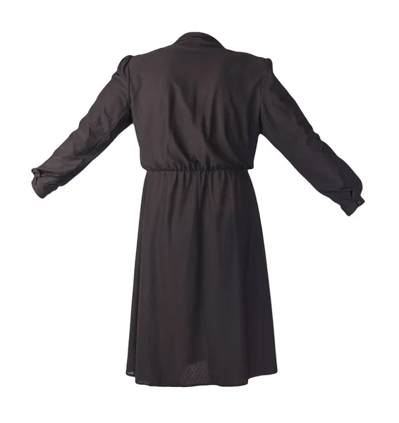 Vestido Negro Verano Femenino Con Botones Aislados Sobre Fondo Blanco — Foto de Stock