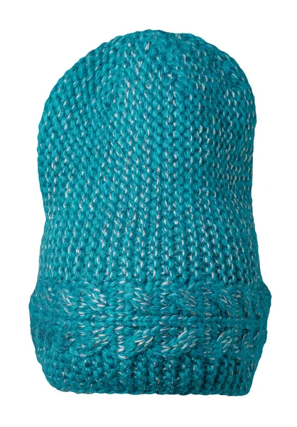 Chapeau Turquoise Pour Femme Chapeau Tricoté Isolé Sur Fond Blanc — Photo