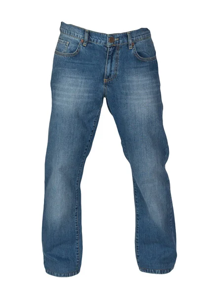 Blauwe Jeans Geïsoleerd Witte Achtergrond Mooie Casual Jeans — Stockfoto