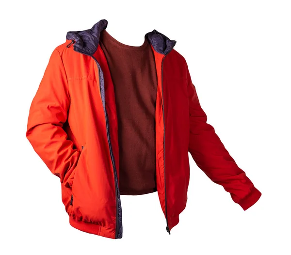 红色夹克和勃艮第毛衣 隔离在白色的背景上 — 图库照片