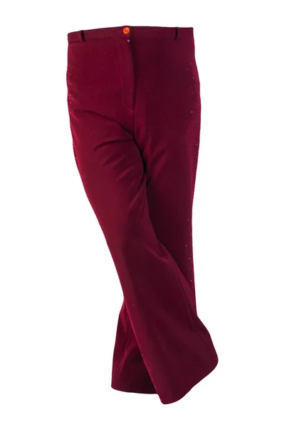 Mulheres Vintage Calças Vermelhas Escuras Isoladas Branco Background Women Casual — Fotografia de Stock