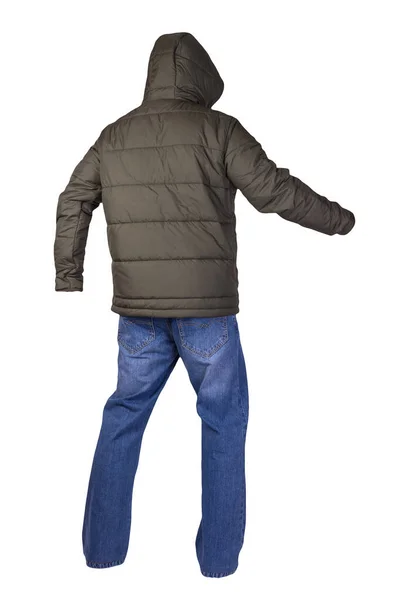 하이키 재킷에 지퍼와 청바지가 바탕에 분리되어 — 스톡 사진